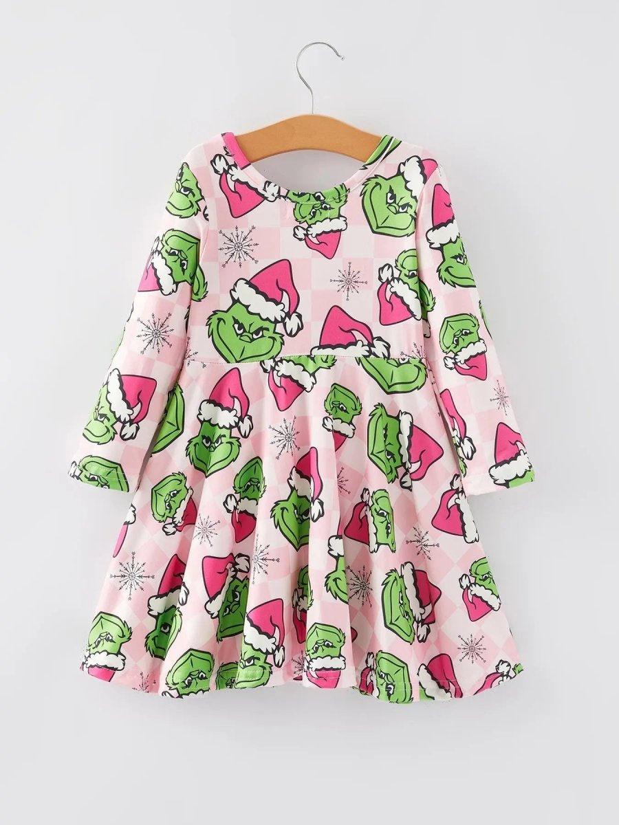 Rylee Faith Designs Festive Christmas Character Print Girls Dress Holiday Style - Everetts Place Boutique - 