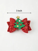 Rylee Faith Designs Festive Winter Christmas Tree Sequin Bow Hair Clip Preorder - Everetts Place Boutique - 