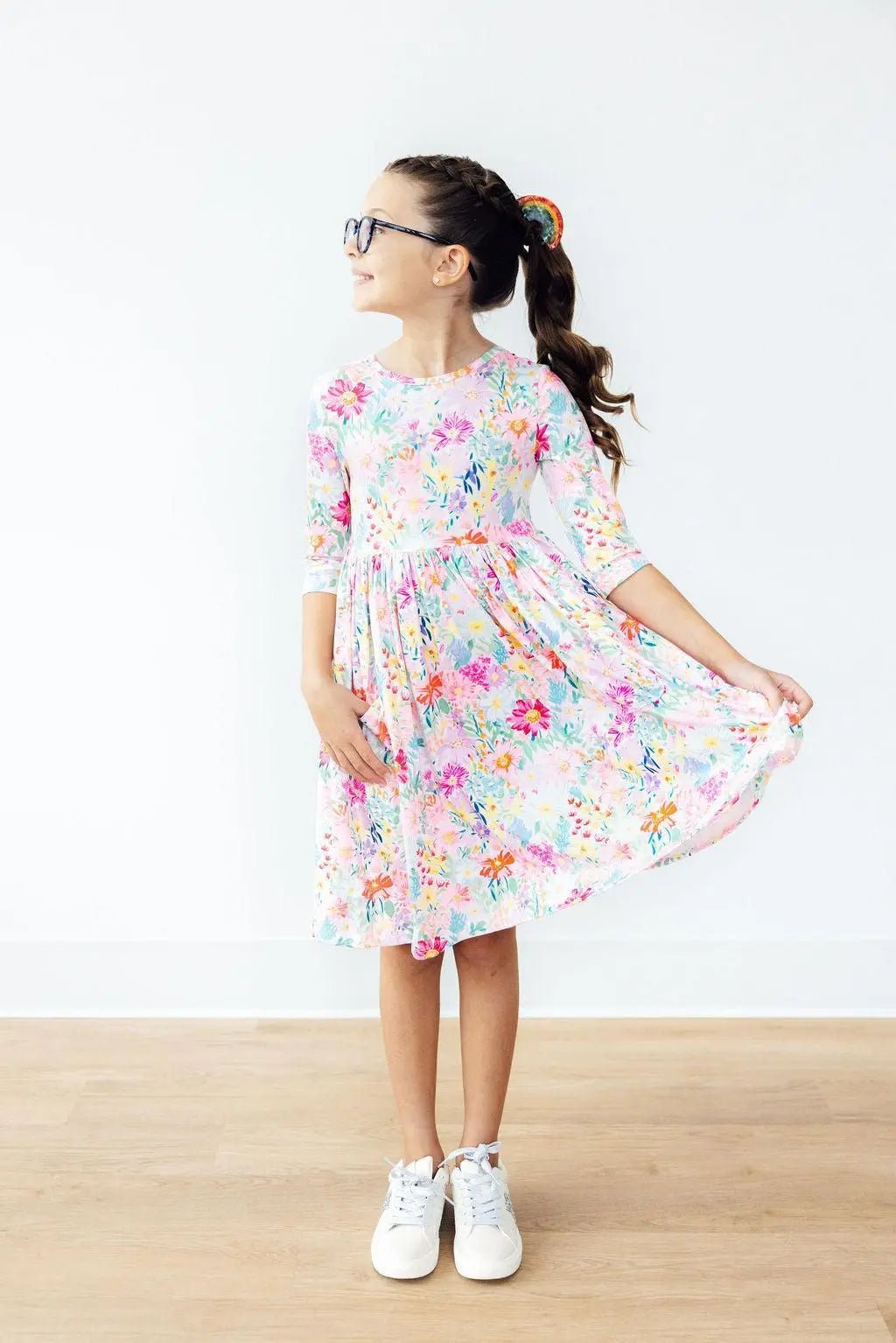 Mila & Rose ® Field of Flowers 3/4 Sleeve Pocket Twirl Dress - 