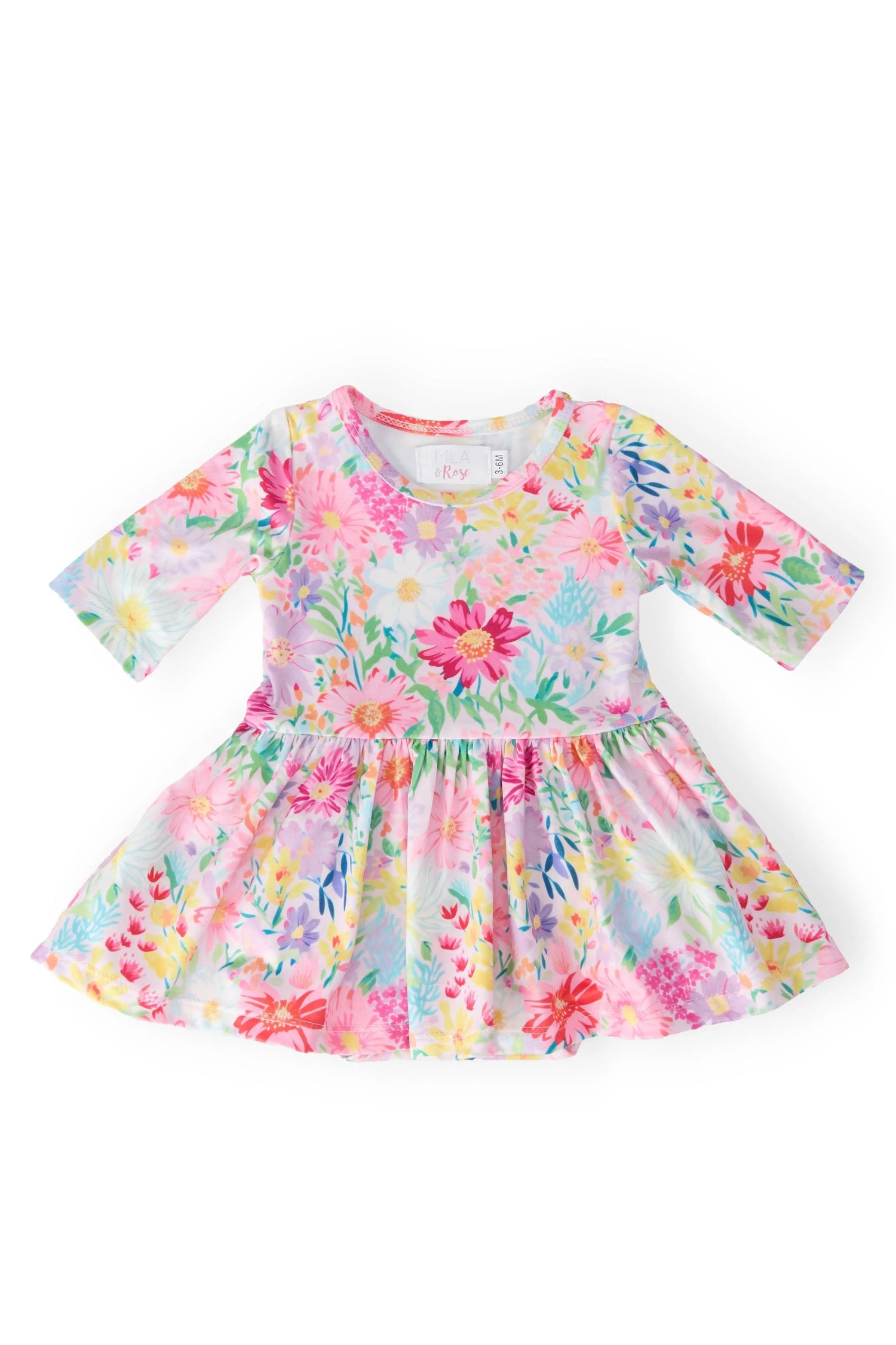 Mila & Rose ® Field of Flowers 3/4 Twirl Bodysuit - 
