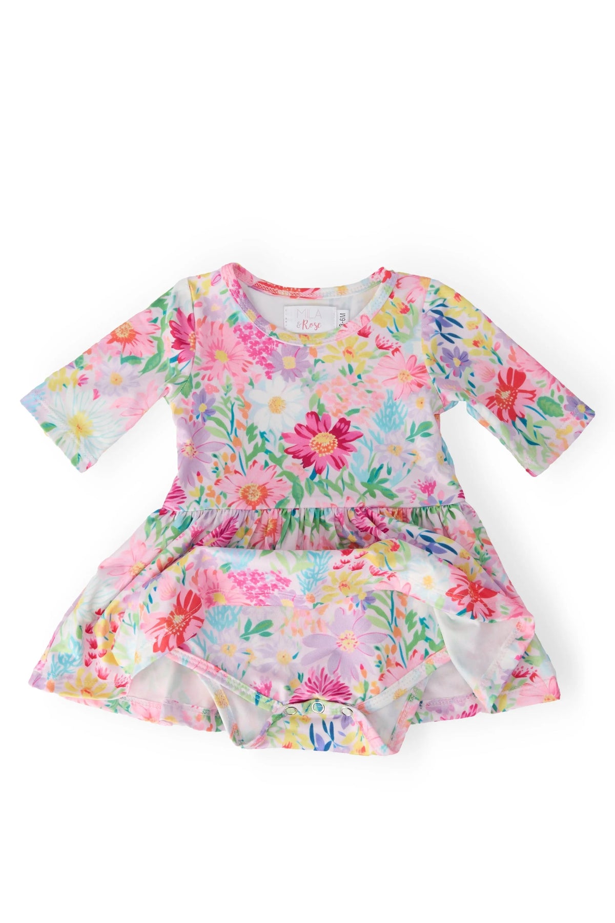 Mila & Rose ® Field of Flowers 3/4 Twirl Bodysuit - 