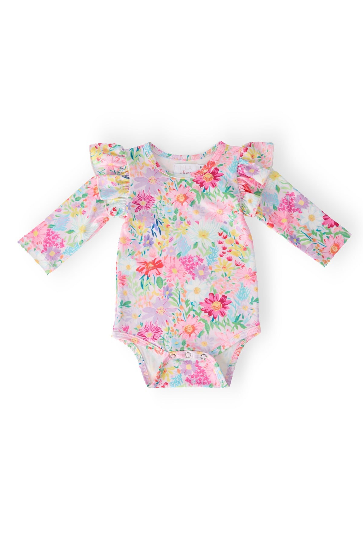 Mila & Rose ® Field of Flowers L/S Flutter Bodysuit - 