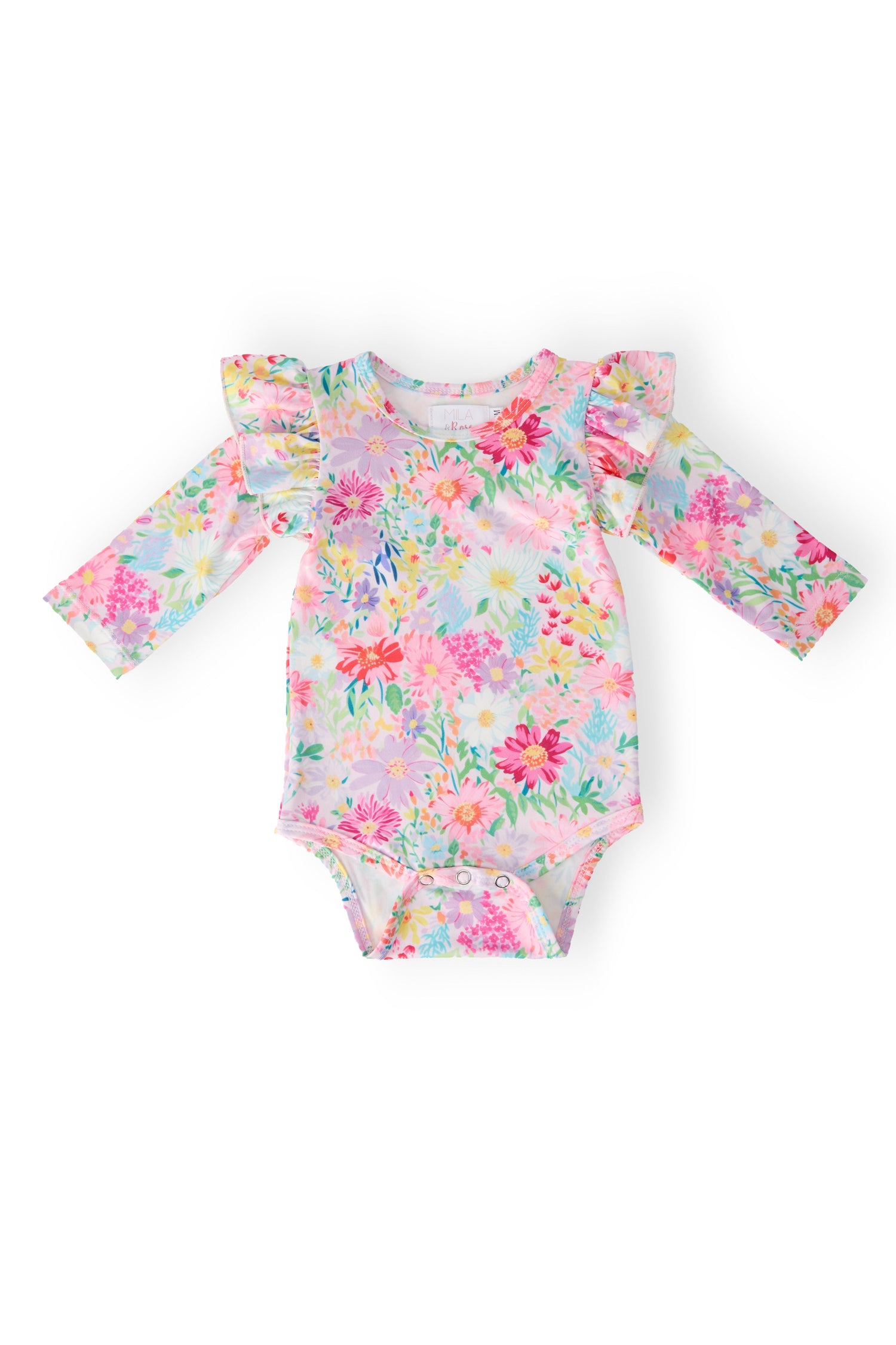 Mila & Rose ® Field of Flowers L/S Flutter Bodysuit - 