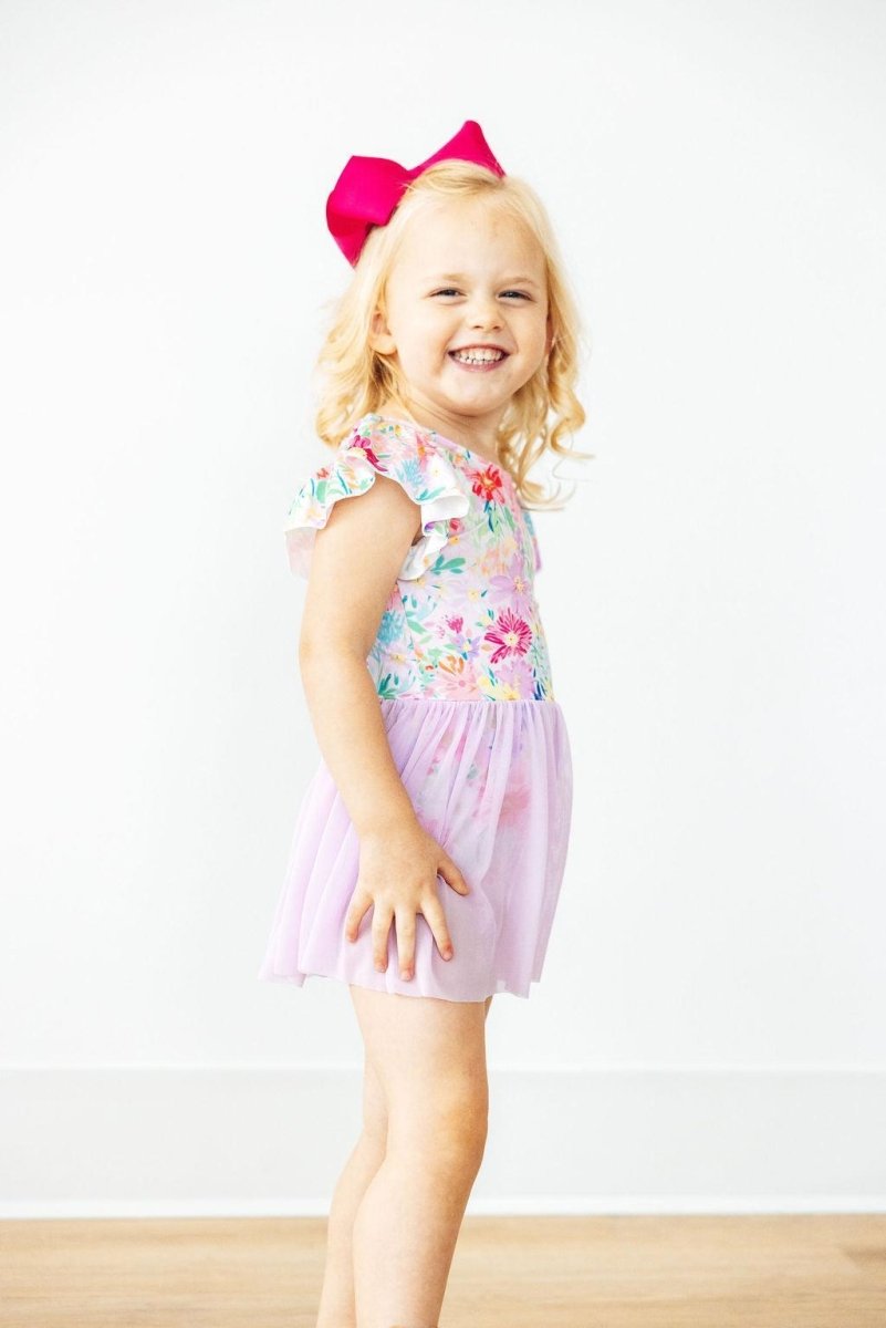 Mila & Rose ® Field of Flowers S/S Twirl Leotard - 