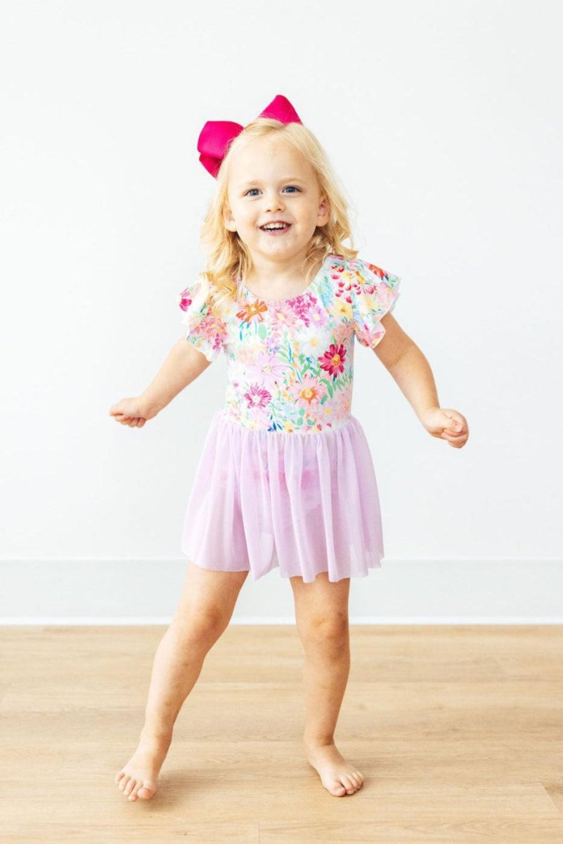Mila & Rose ® Field of Flowers S/S Twirl Leotard - 