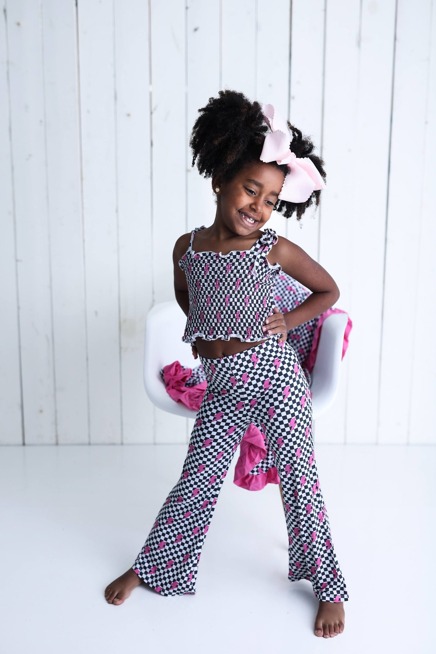 DREAM BIG LITTLE CO FIERCE CHECKZZZ DREAM SMOCKED FLARE SETEveretts Place