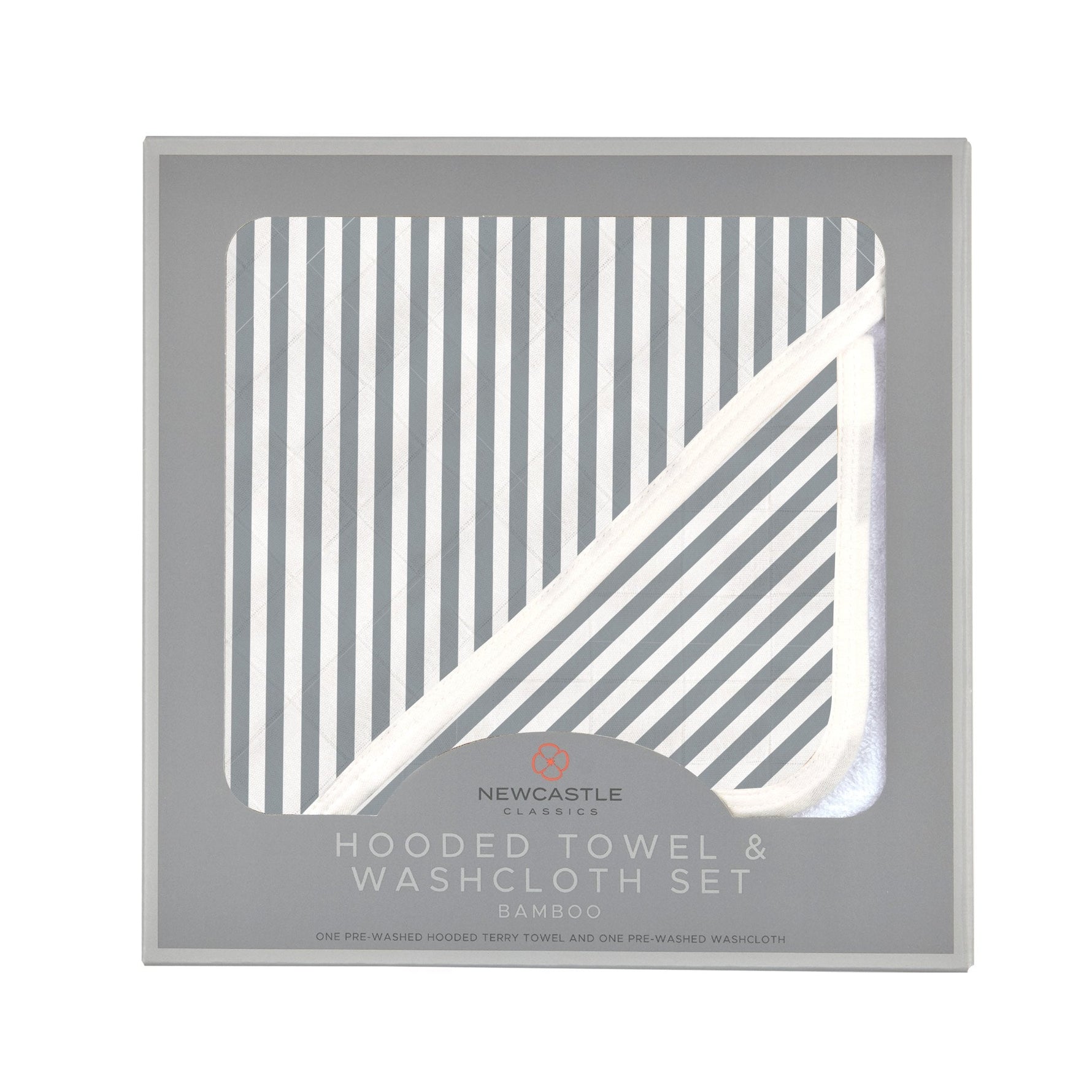 Newcastle Classics Finley Stripe Bamboo Hooded Towel and Washcloth Set for Babies and Toddlers - Baby & Toddler > Baby Bathing Bamboo Hooded Towel & Washcloth Set
