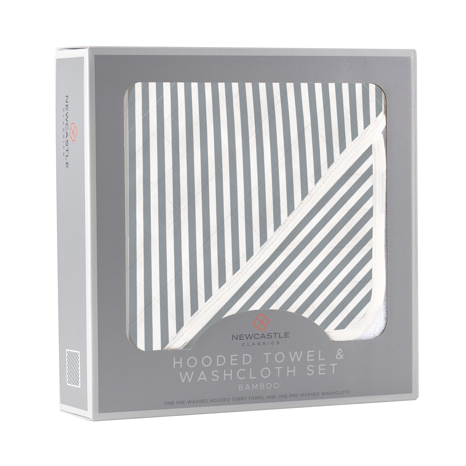 Newcastle Classics Finley Stripe Bamboo Hooded Towel and Washcloth Set for Babies and Toddlers - Baby & Toddler > Baby Bathing Bamboo Hooded Towel & Washcloth Set