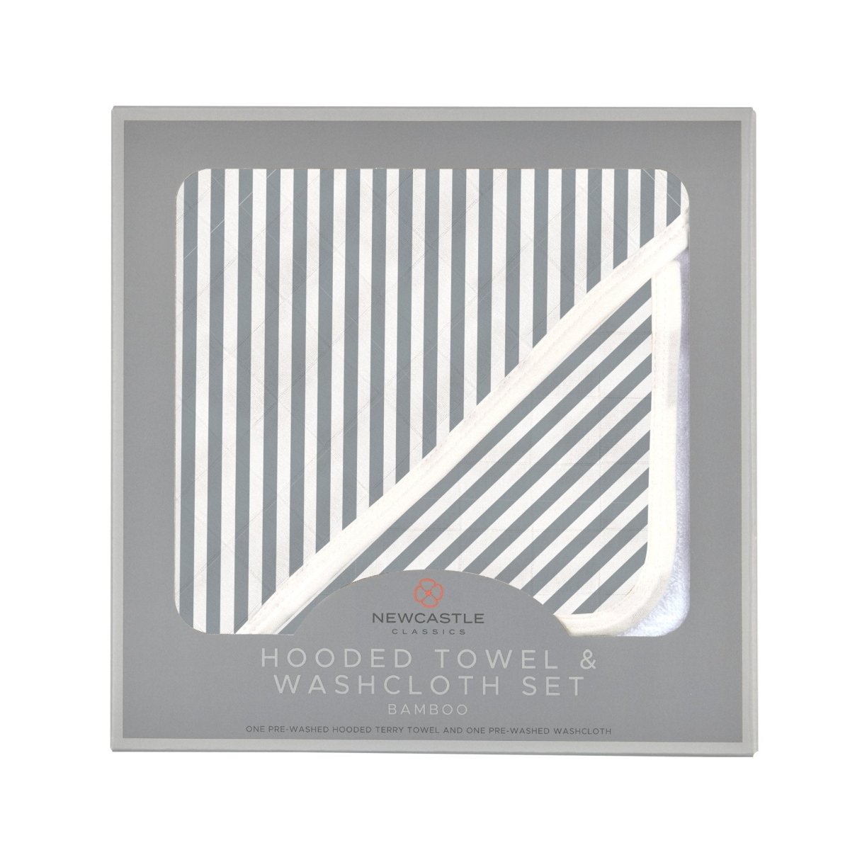 Newcastle Classics Finley Stripe Bamboo Hooded Towel and Washcloth Set for Babies and Toddlers - 