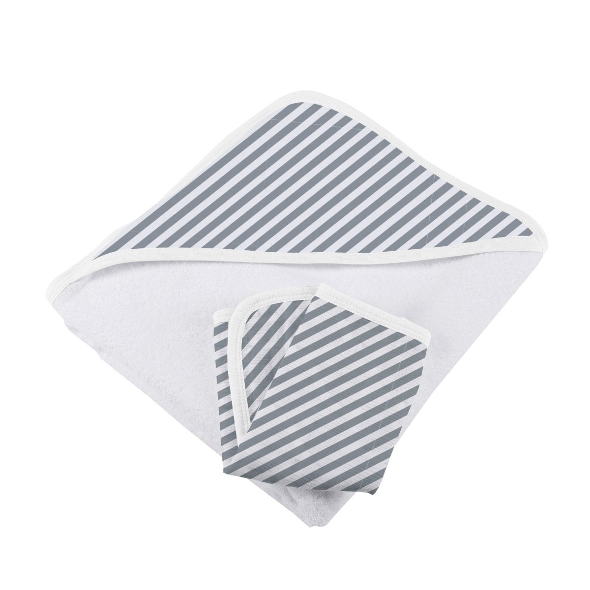 Newcastle Classics Finley Stripe Bamboo Hooded Towel and Washcloth Set for Babies and Toddlers - 