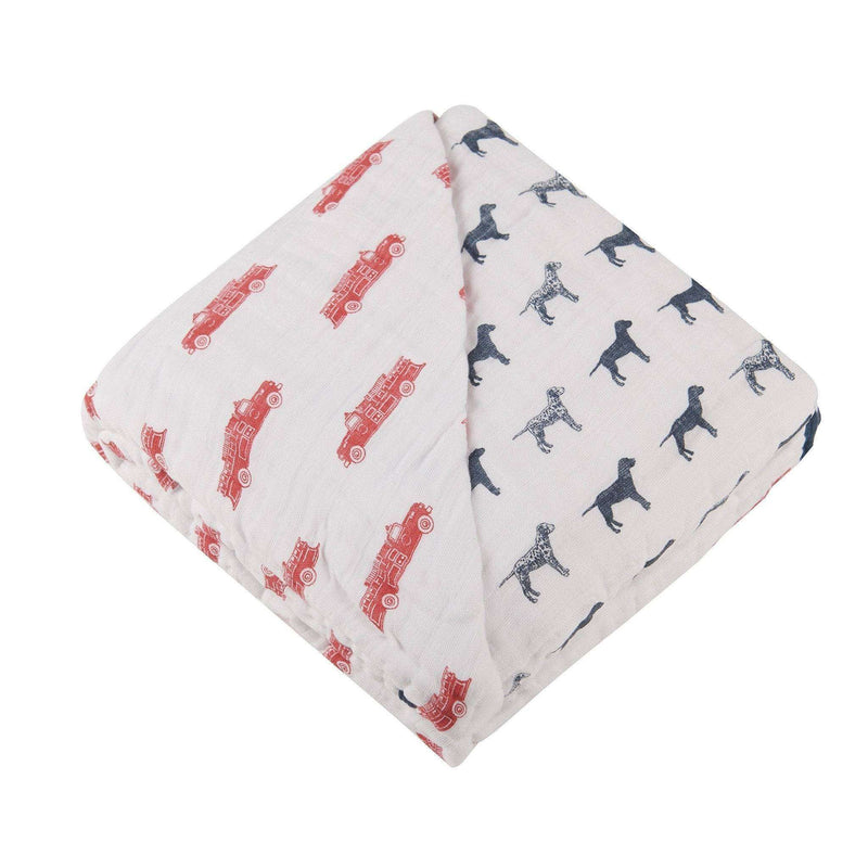 Fire Truck and Dalmatian Cotton Muslin Blanket - Everetts Place: Online Boutique - Kids & Babies