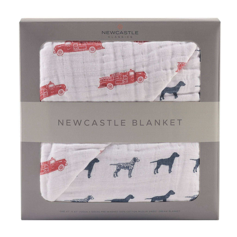 Fire Truck and Dalmatian Cotton Muslin Blanket - Everetts Place: Online Boutique - Kids & Babies