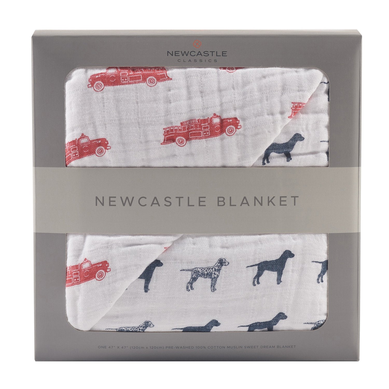 Newcastle Classics Cotton Muslin Blanket with Fire Truck and Dalmatian Design for Kids - Baby & Toddler > Swaddling & Receiving Blankets > Receiving Blankets Cotton Newcastle Blanket