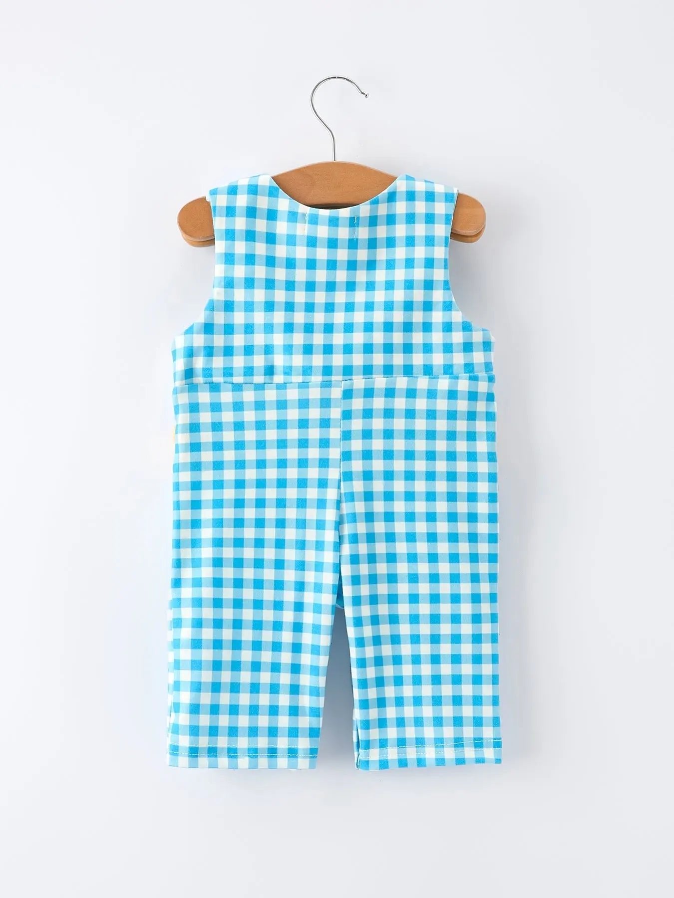 Rylee Faith Designs Fish Embroidery Smocking Plaid Baby Boy Romper - 
