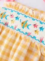 Rylee Faith Designs Baby Girl Romper With Fish Embroidery And Smocked Plaid For Special Occasions Rylee Faith Designs 