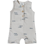 Fish Short Romper - Overall, Sleeveless shirt, Pocket, One-piece garment, Clothing | Everetts Place