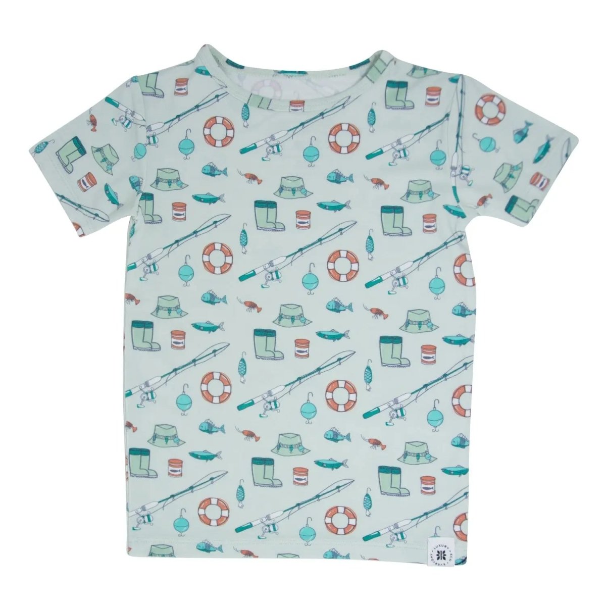 Sweet Bamboo Fishing Poles Summer Pajama Set with Lightweight Silky Fabric for Kids - 