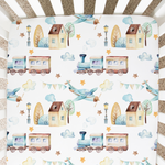 Honey Lemonade Cozy Fitted Crib Sheet with Airplane and Train Design for Babies - Baby & Toddler