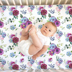 Honey Lemonade Soft Cotton Fitted Crib Sheet with Blue Floral Design for Baby Nursery - Home & Garden > Linens & Bedding > Bedding > Bed Sheets