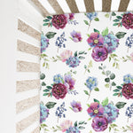 Honey Lemonade Soft Cotton Fitted Crib Sheet with Blue Floral Design for Baby Nursery - Home & Garden > Linens & Bedding > Bedding > Bed Sheets