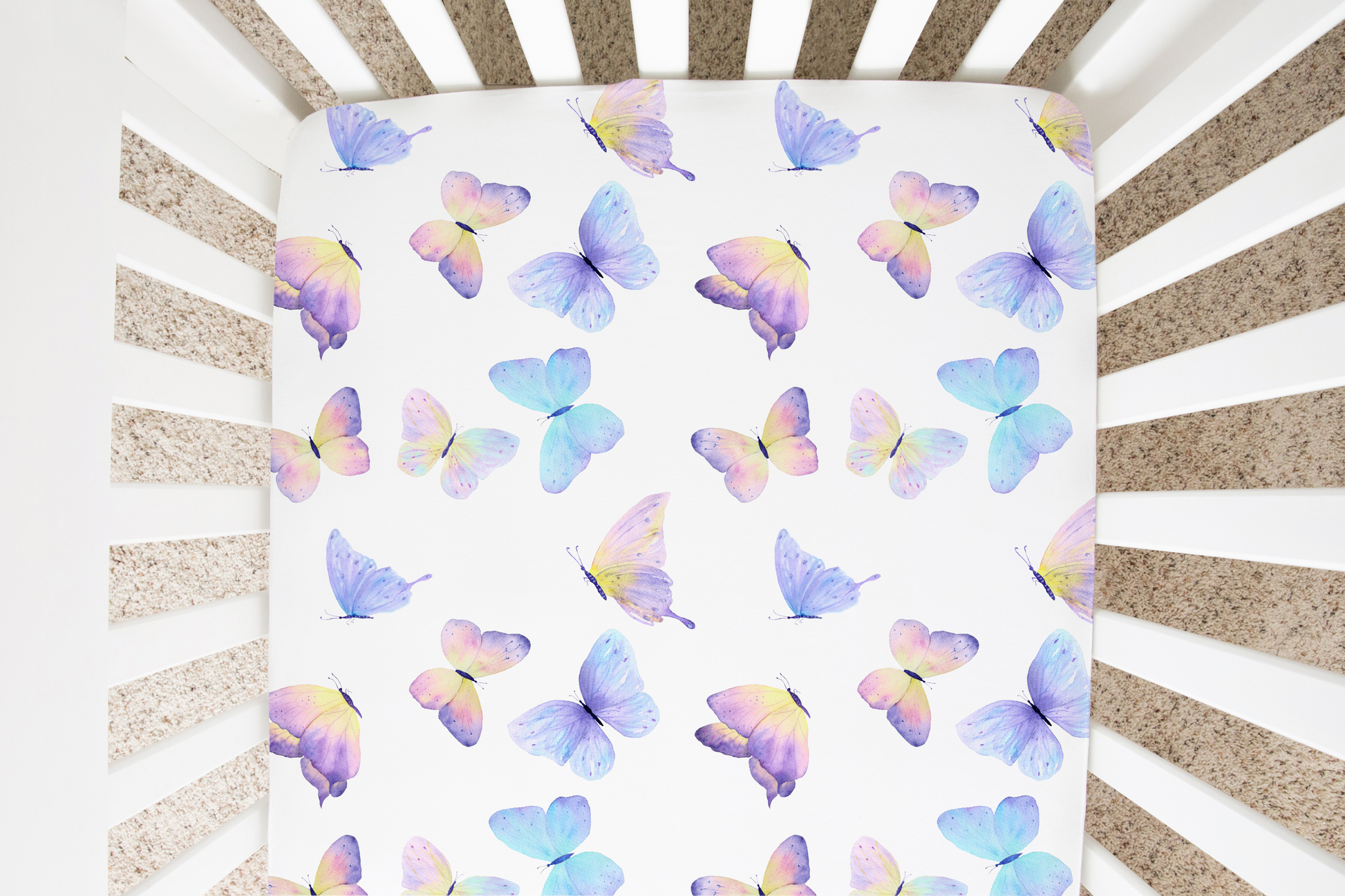 Fitted Crib Sheet Butterfly Design Soft and Stylish Honey Lemonade