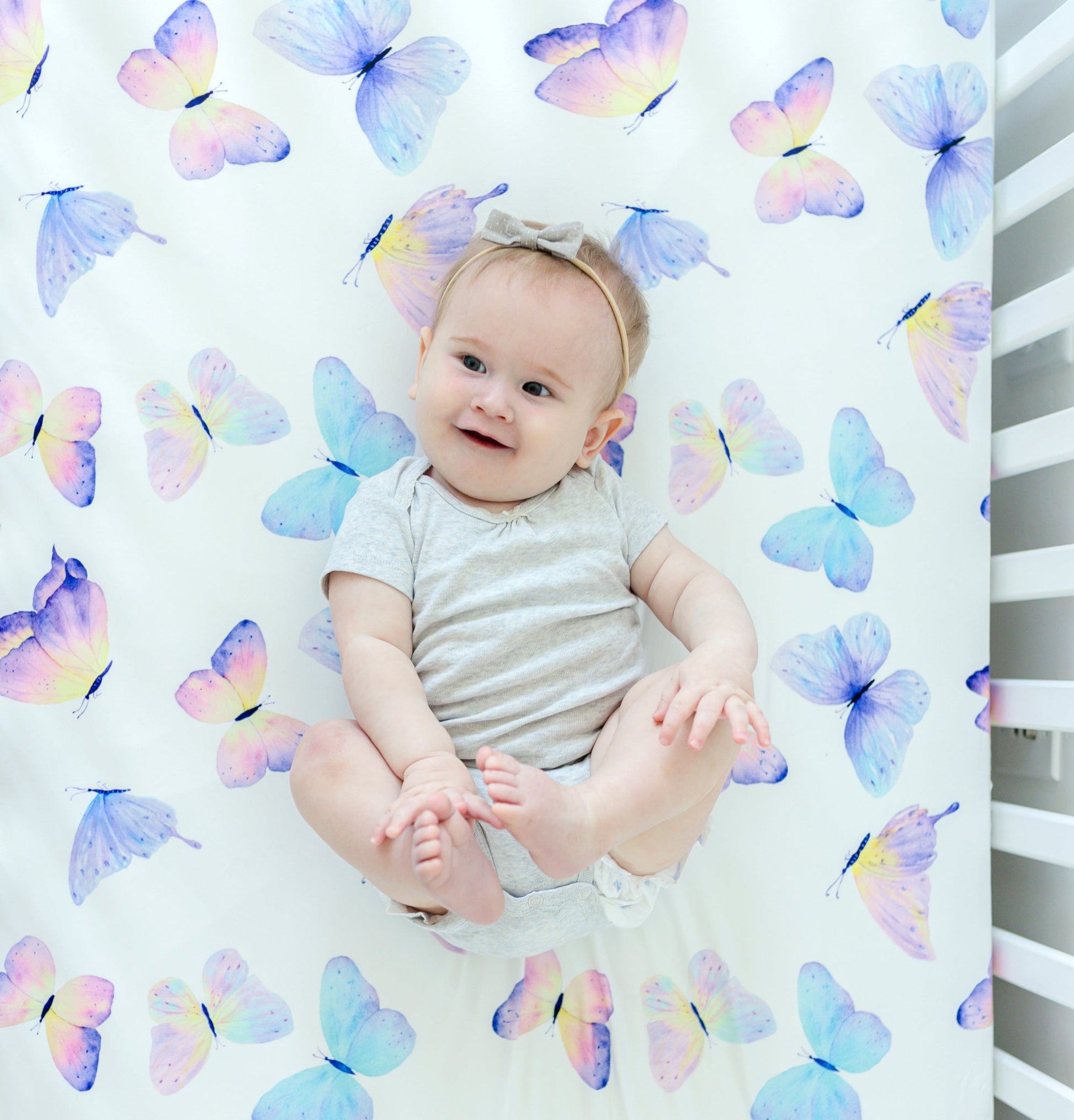 Fitted Crib Sheet Butterfly Design Soft and Stylish Honey Lemonade