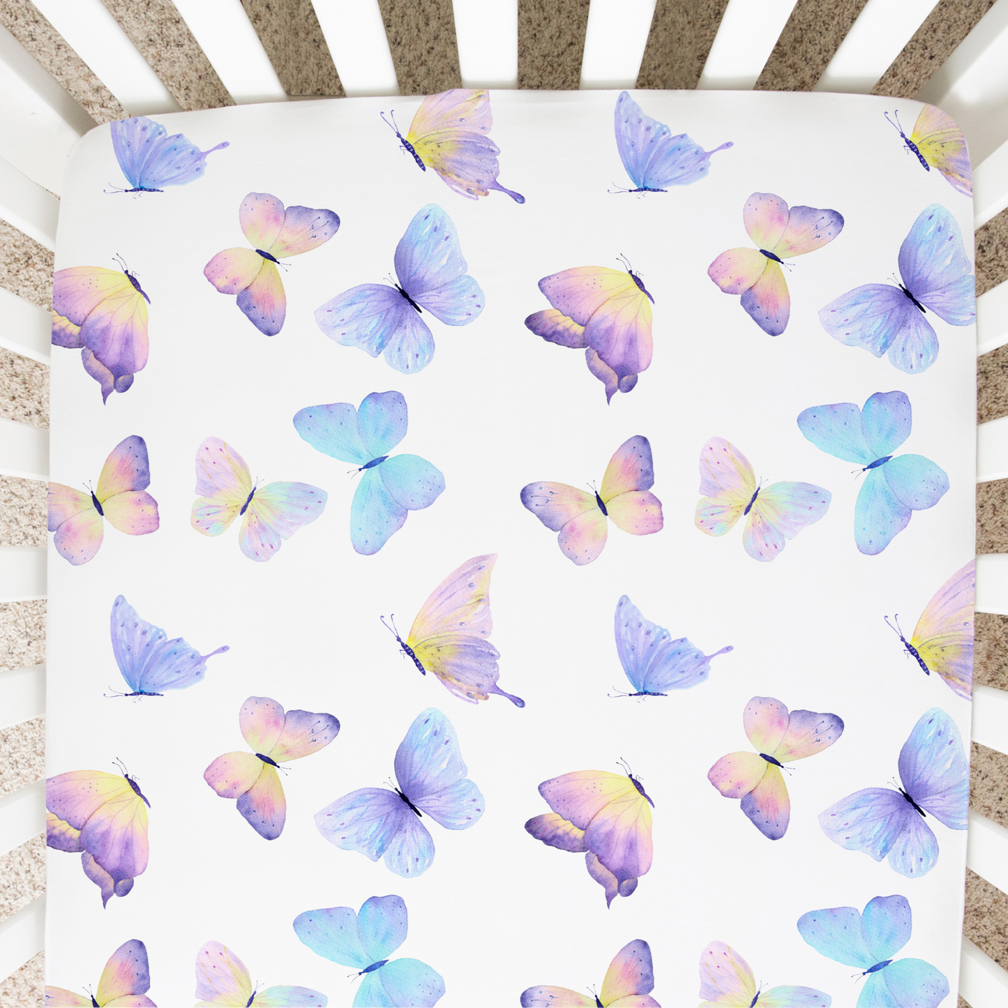 Fitted Crib Sheet Butterfly Design Soft and Stylish Honey Lemonade