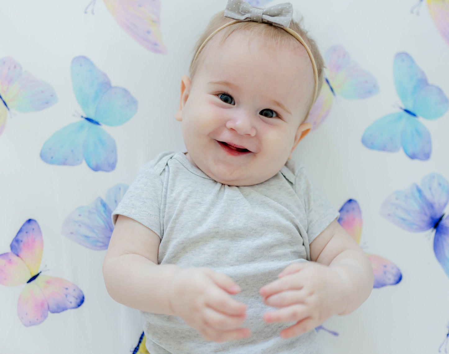 Fitted Crib Sheet Butterfly Design Soft and Stylish Honey Lemonade