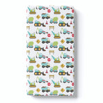 Honey Lemonade Colorful Fitted Crib Sheet with Construction Trucks for Baby Nurseries - Furniture > Baby & Toddler Furniture > Cribs & Toddler Beds > Toddler Beds