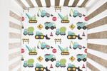 Honey Lemonade Colorful Fitted Crib Sheet with Construction Trucks for Baby Nurseries - Furniture > Baby & Toddler Furniture > Cribs & Toddler Beds > Toddler Beds