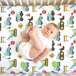 Honey Lemonade Colorful Fitted Crib Sheet with Construction Trucks for Baby Nurseries - Furniture > Baby & Toddler Furniture > Cribs & Toddler Beds > Toddler Beds