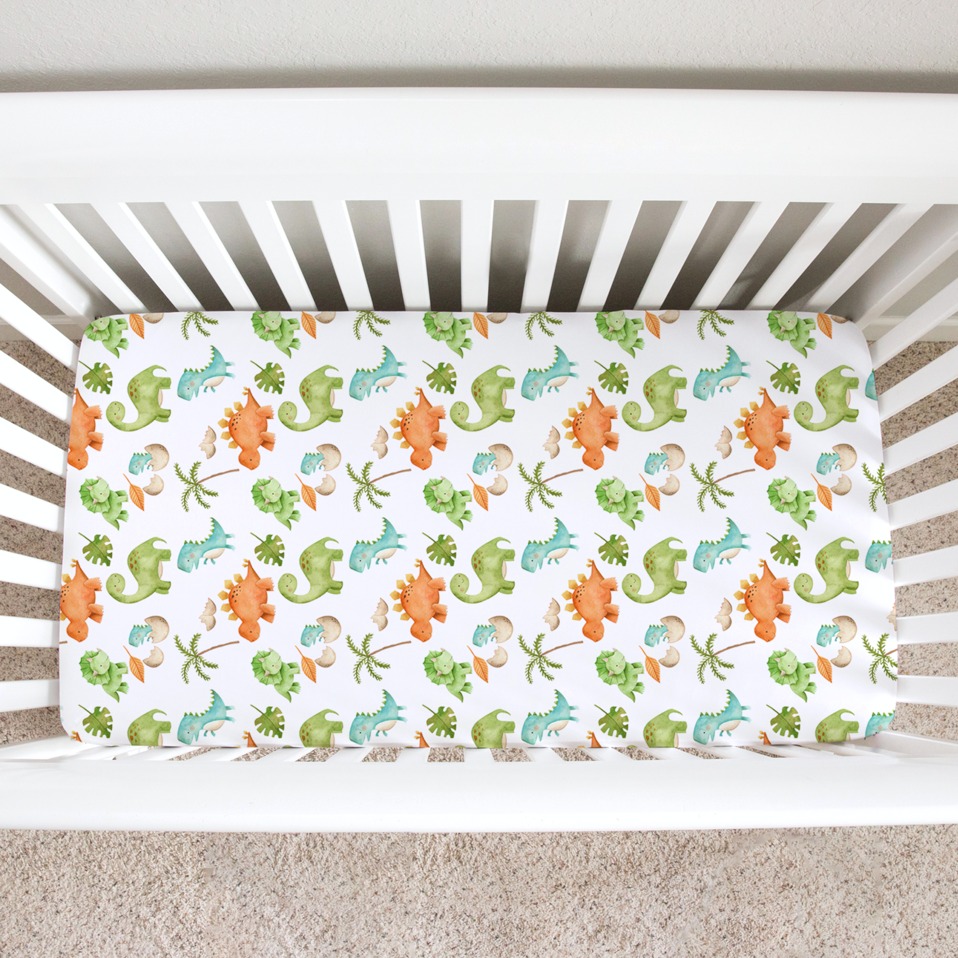 Fitted Crib Sheet with Adorable Dinosaur Illustrations Soft High Quality Honey Lemonade