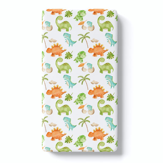 Fitted Crib Sheet with Adorable Dinosaur Illustrations Soft High Quality Honey Lemonade