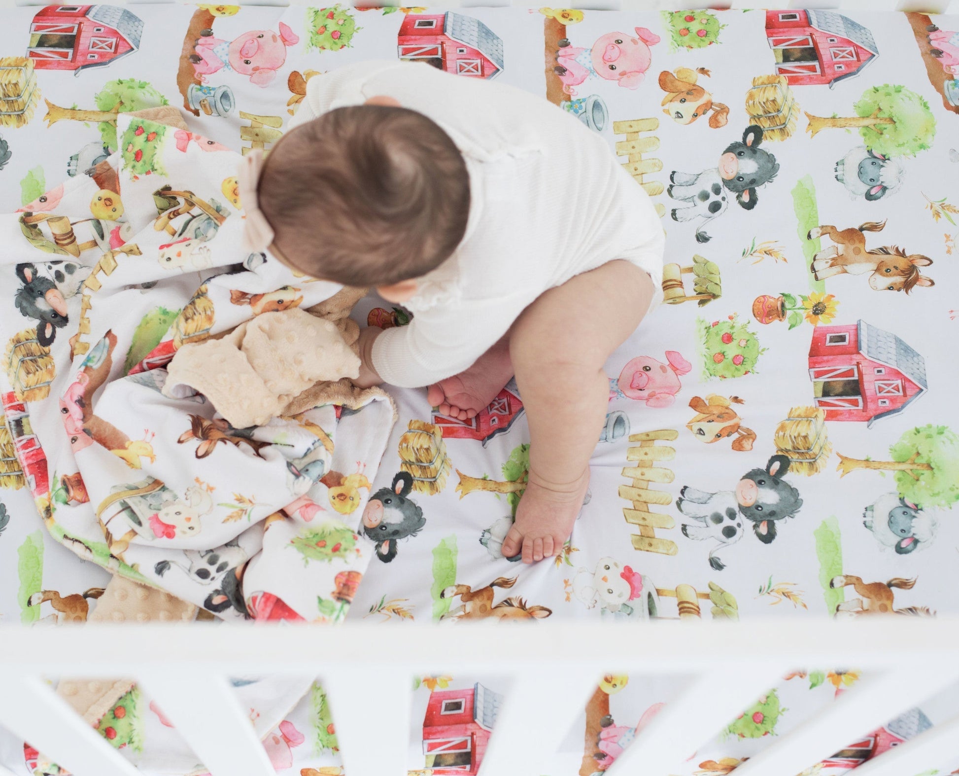 Fitted Crib Sheet Farm Animals Cozy Soft Nursery Bedding Honey Lemonade