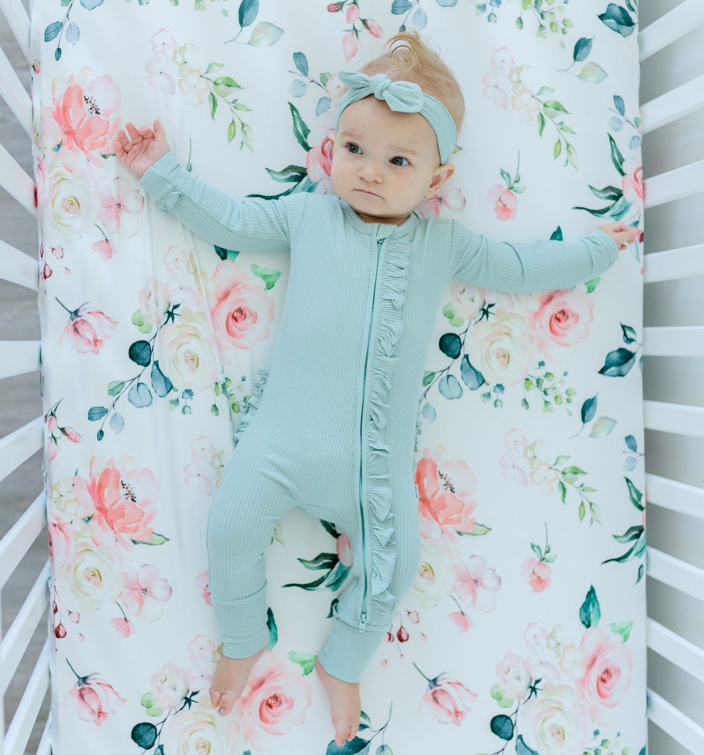 Fitted Crib Sheet Peach Floral Soft Baby Bedding Honey Lemonade
