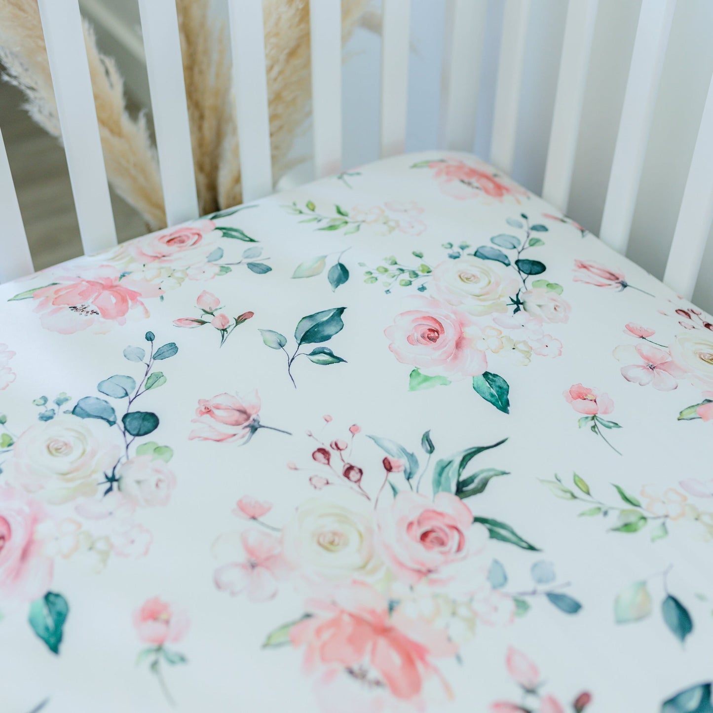 Fitted Crib Sheet Peach Floral Soft Baby Bedding Honey Lemonade
