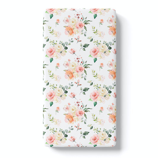 Fitted Crib Sheet Peach Floral Soft Baby Bedding Honey Lemonade