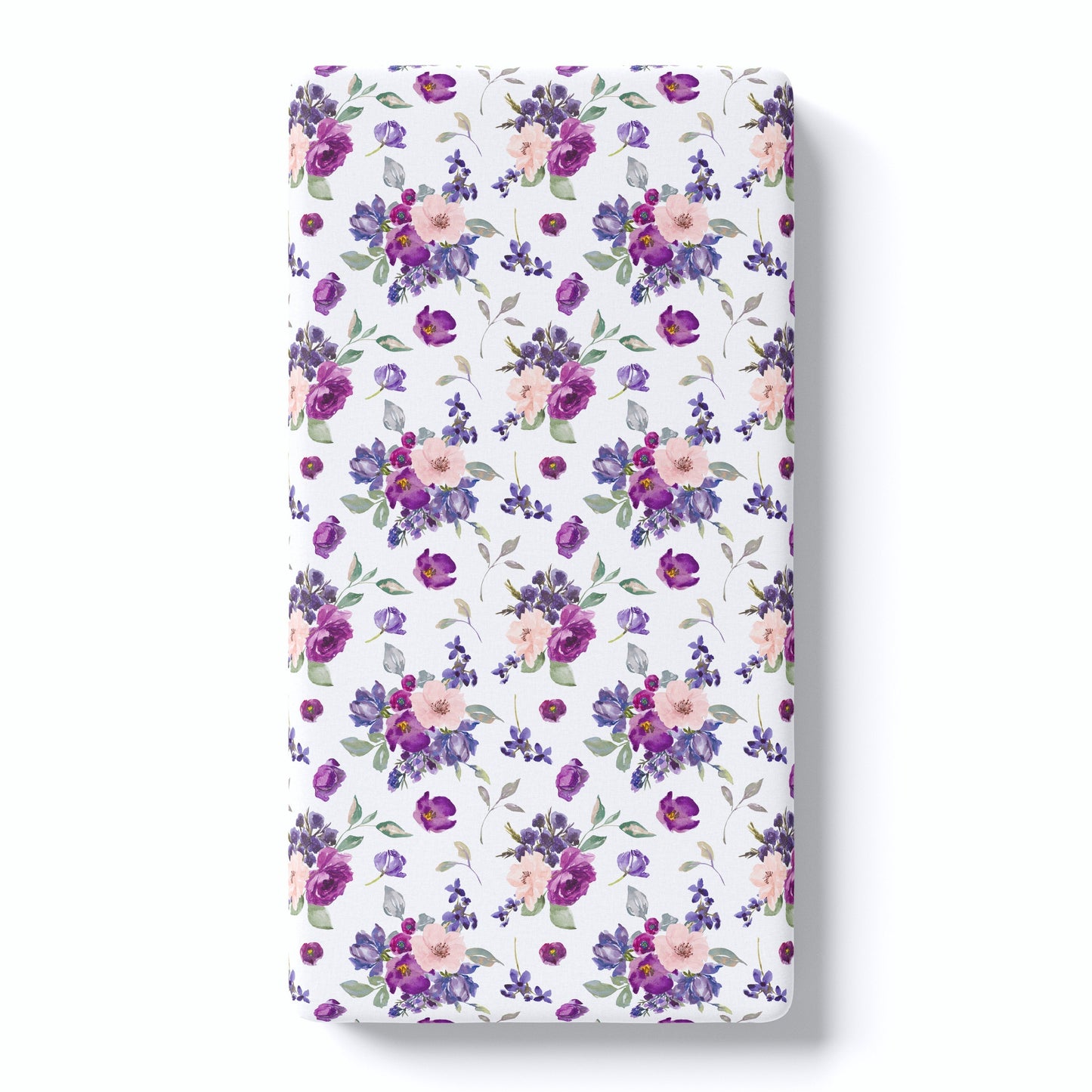 Fitted Crib Sheet Purple And Blush Floral Design Honey Lemonade