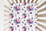Honey Lemonade Soft Rayon Fitted Crib Sheet with Purple and Blush Floral Design for Babies - Furniture > Baby & Toddler Furniture > Crib & Toddler Bed Accessories