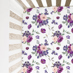 Honey Lemonade Soft Rayon Fitted Crib Sheet with Purple and Blush Floral Design for Babies - Furniture > Baby & Toddler Furniture > Crib & Toddler Bed Accessories