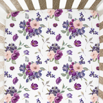 Honey Lemonade Soft Rayon Fitted Crib Sheet with Purple and Blush Floral Design for Babies - Furniture > Baby & Toddler Furniture > Crib & Toddler Bed Accessories
