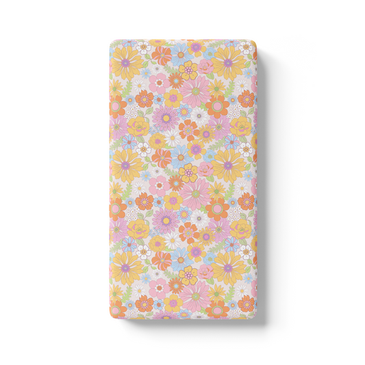 Fitted Crib Sheet Retro Floral Pattern Soft Comfortable Baby Bedding Honey Lemonade