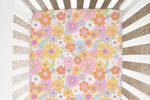 Honey Lemonade Luxury Fitted Crib Sheet with Retro Floral Pattern for Comfortable Baby Sleep - Baby & Toddler