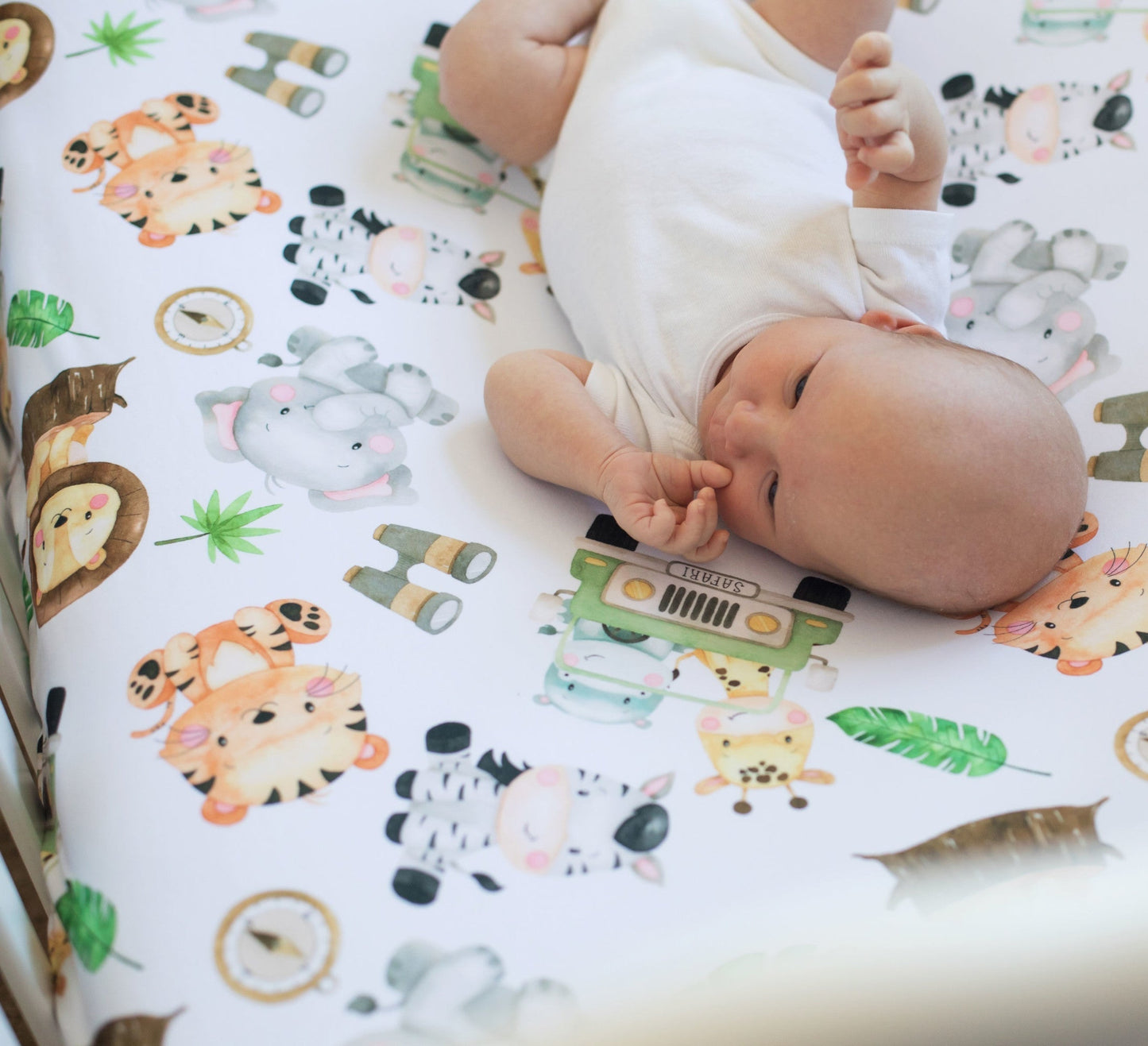 Fitted Crib Sheet Safari Theme Soft Cotton Nursery Bedding Honey Lemonade
