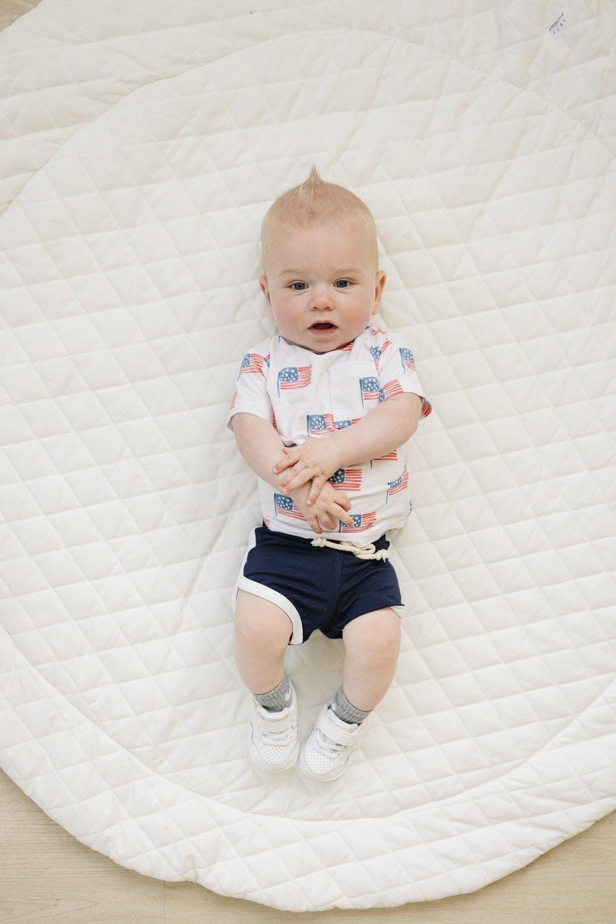 Little Joy Co. Flag Print Bamboo Pocket Tee & Shorts
