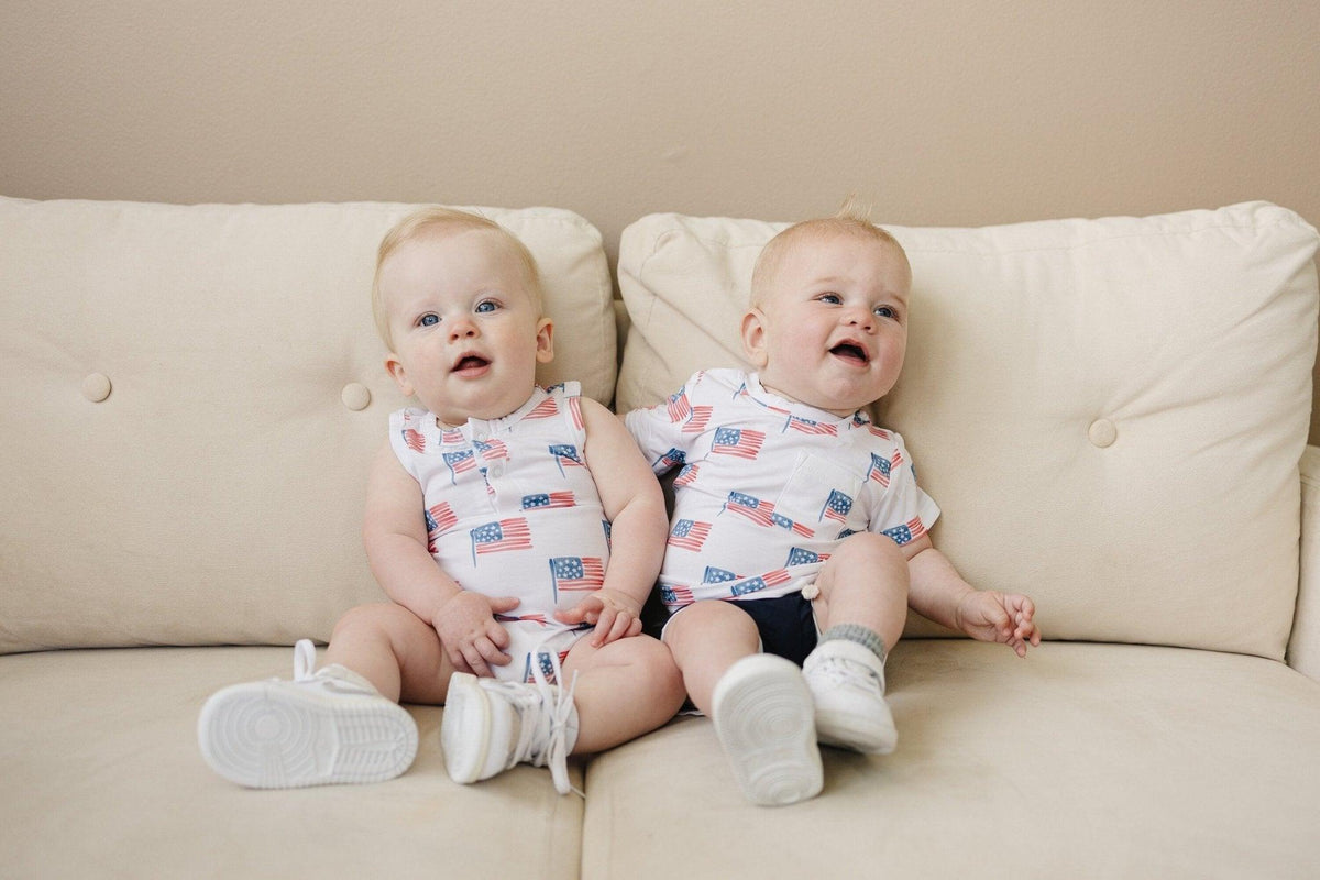 Little Joy Co. Flag Print Bamboo Pocket Tee & Shorts