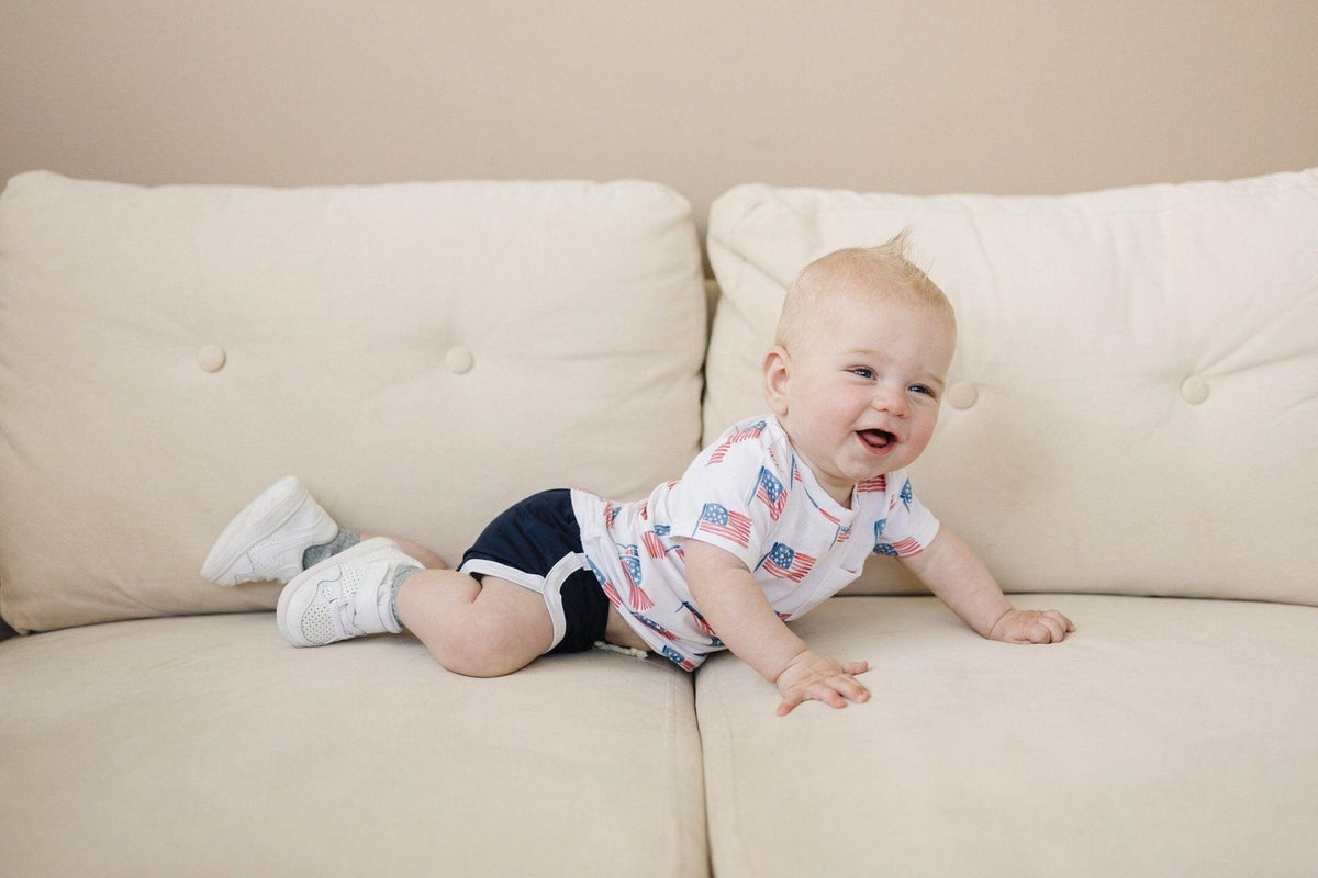 Little Joy Co. Flag Print Bamboo Pocket Tee & Shorts