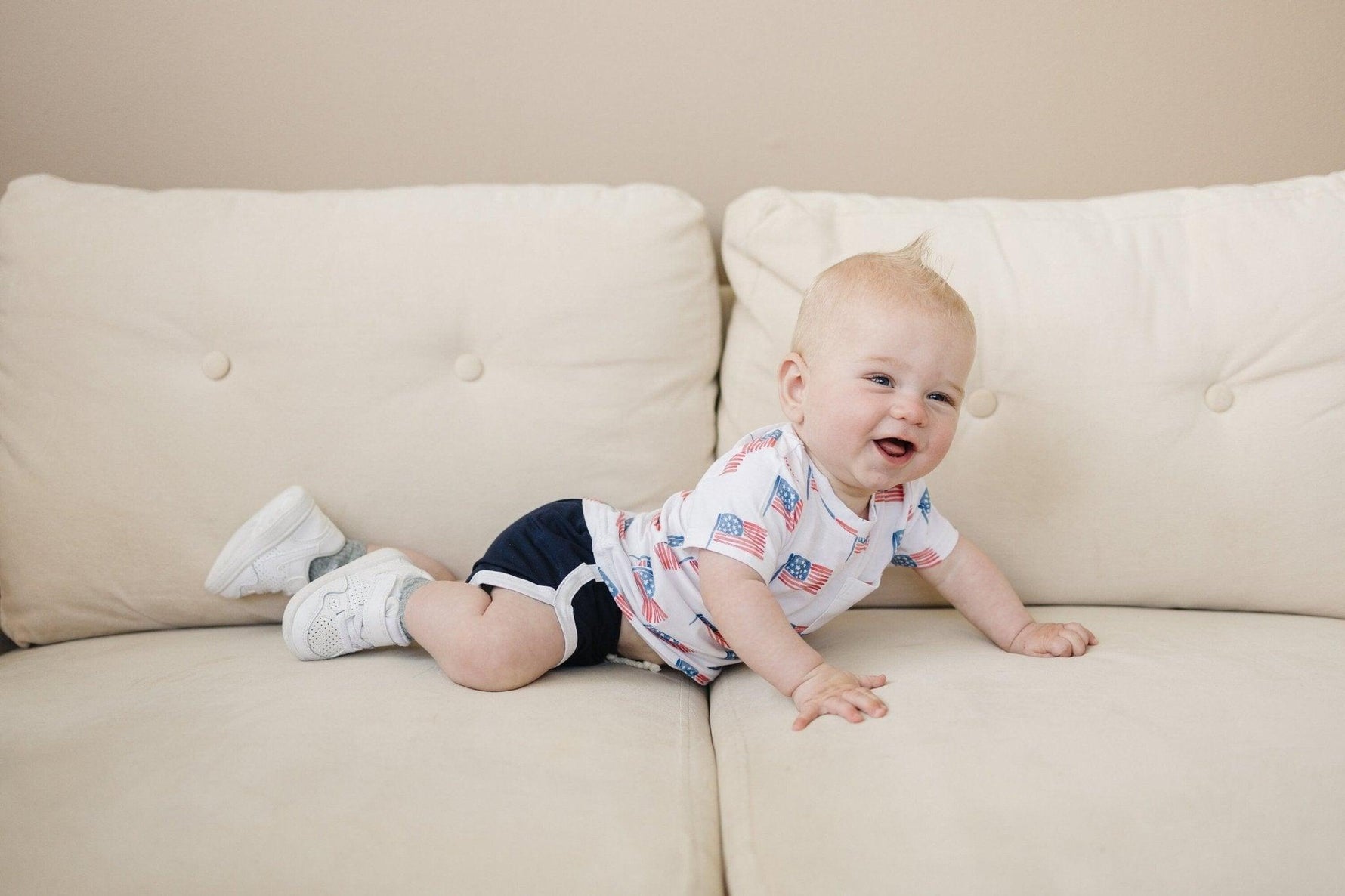 Little Joy Co. Flag Print Bamboo Pocket Tee & Shorts