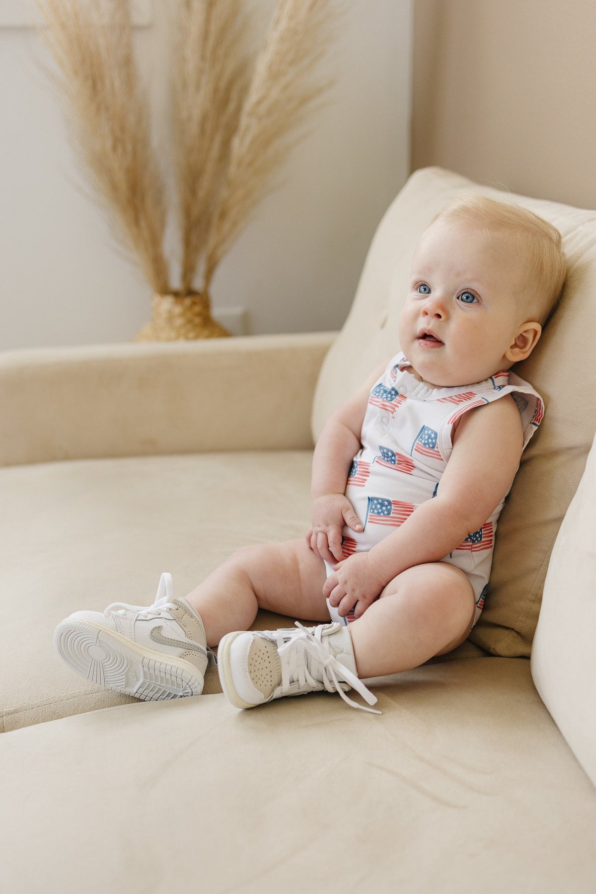 Little Joy Co. Flag Print Bamboo Romper