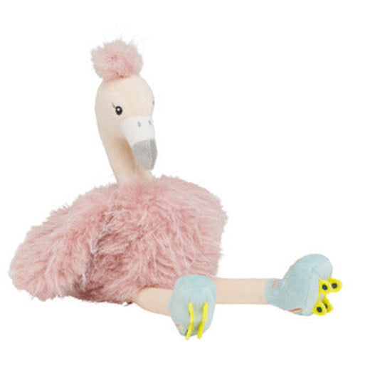 Flamingo plush toy on roller skates